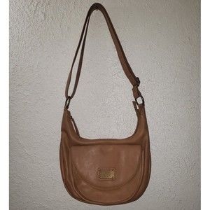 Frye and Co. Tan Faux Leather Saddle Bag Crossbody Boho Purse Pockets Shoulder